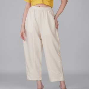 The Birdbox Project Zen Cream Bamboo Cotton Barrel Pants