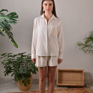 The Birdbox Project Weave Lace Pocket Kala Cotton Shirt