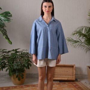 The Birdbox Project Raygrid Cotton Linen Top Medium